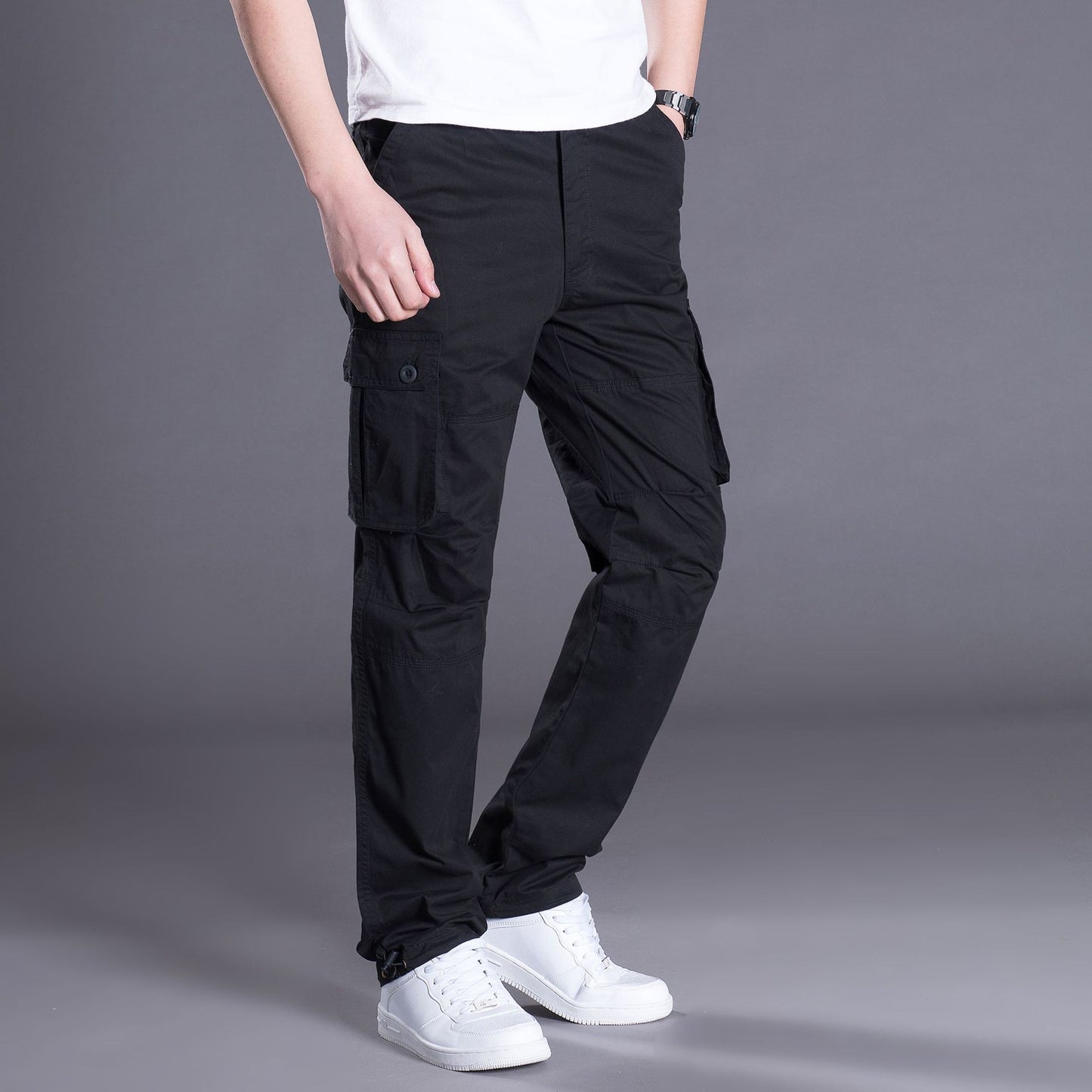 Trendy Urban Cotton Multi-pocket loose overall pants