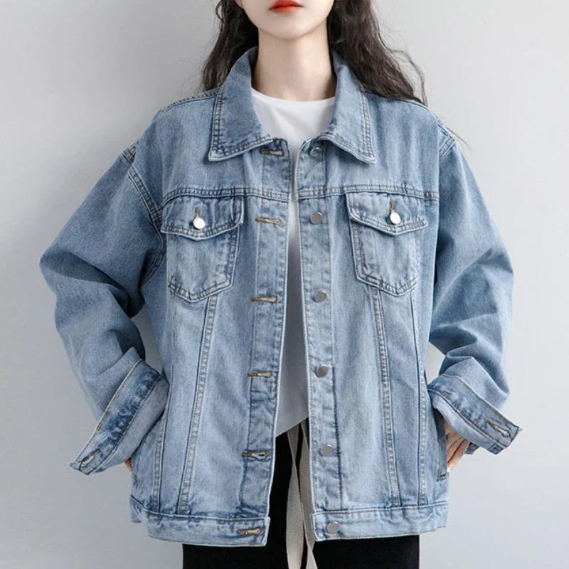 Urban Oversized Womens's Denim Bomber Jacket