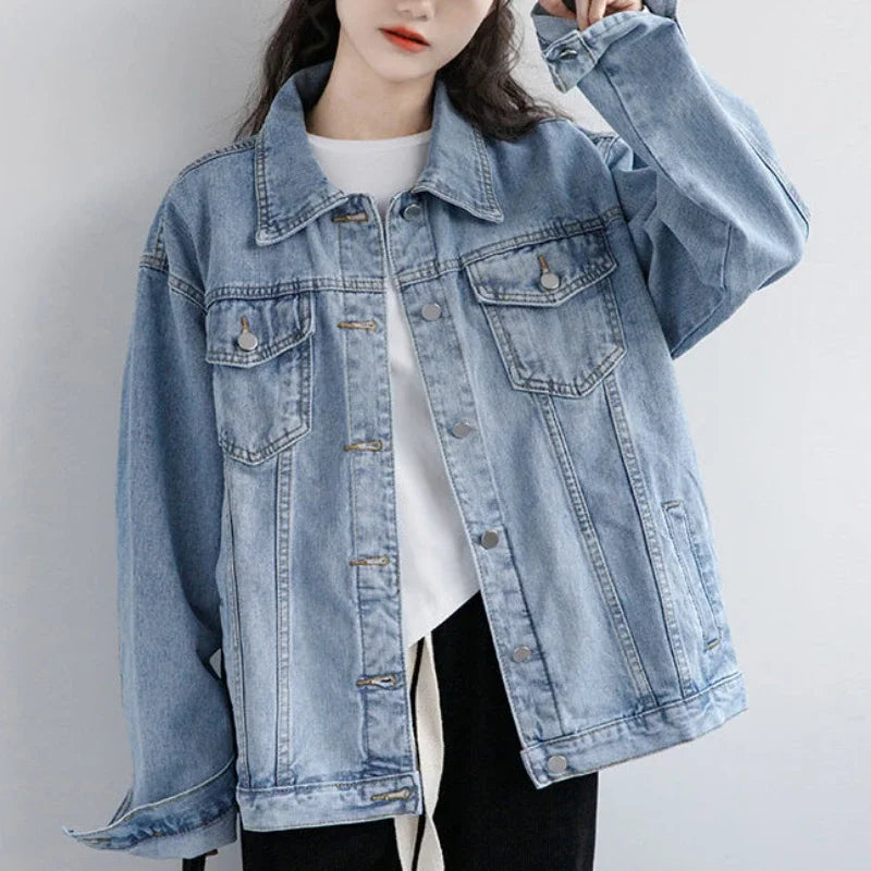 Urban Oversized Womens's Denim Bomber Jacket